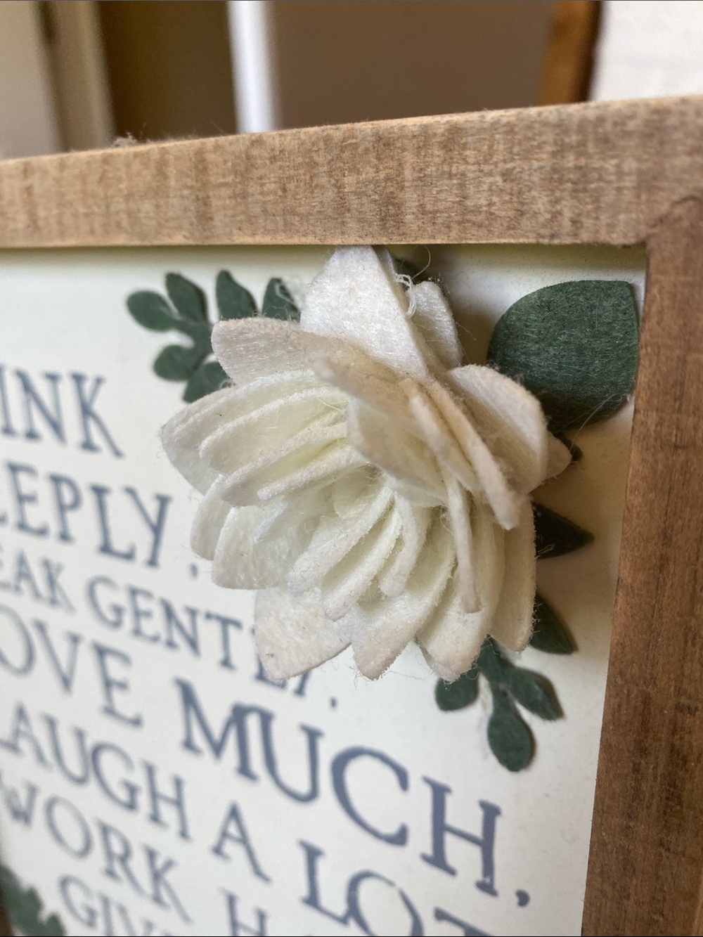 Think Deeply Inspirational Wall Sign - Neutral & Blue Floral - Picture 3 of 5